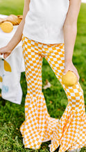 Load image into Gallery viewer, Yellow Mustard Checkered Print Bell Bottom Pants