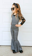 Load image into Gallery viewer, Black Plaid Bell Bottom Jumpsuit