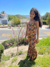 Load image into Gallery viewer, Brown Rust Floral Bell Bottom Jumpsuit