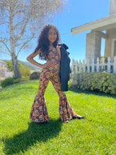 Load image into Gallery viewer, Brown Rust Floral Bell Bottom Jumpsuit