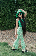 Load image into Gallery viewer, Green Checkered Daisy Halter/ Bell Bottom Set