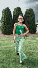 Load image into Gallery viewer, Green Checkered Daisy Halter/ Bell Bottom Set