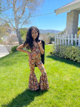 Load image into Gallery viewer, Brown Rust Floral Bell Bottom Jumpsuit