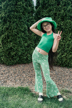 Load image into Gallery viewer, Green Checkered Daisy Halter/ Bell Bottom Set