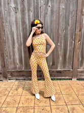 Load image into Gallery viewer, Retro Daisy Halter/ Bell Bottom Set in Mustard