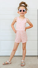 Load image into Gallery viewer, Girls Pastel Peach Floral Tank Romper