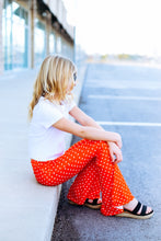 Load image into Gallery viewer, Red with White Hearts Girls Bell Bottom