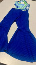 Load image into Gallery viewer, Blue Retro Swirl Halter/ Bell Bottom Set
