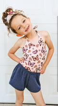 Load image into Gallery viewer, Butterfly Floral Girls Halter and Short Set