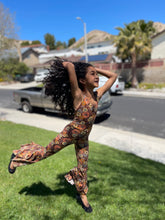 Load image into Gallery viewer, Brown Rust Floral Bell Bottom Jumpsuit