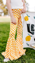 Load image into Gallery viewer, Yellow Mustard Checkered Print Bell Bottom Pants