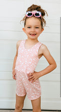 Load image into Gallery viewer, Girls Pastel Peach Floral Tank Romper
