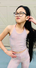 Load image into Gallery viewer, Sparkle Rose Sequin Bell Bottom and Halter Top Set