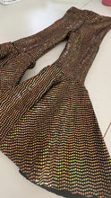 Load image into Gallery viewer, Gold Hologram Sparkle Bell Bottom Flare Pants