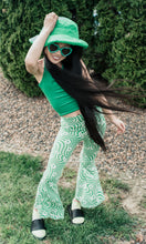 Load image into Gallery viewer, Green Checkered Daisy Halter/ Bell Bottom Set