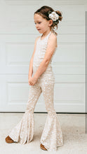 Load image into Gallery viewer, Khaki Pastel Floral Bell Bottom Jumpsuit