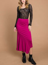 Load image into Gallery viewer, Magenta Assymetrical Midi Skirt