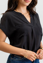 Load image into Gallery viewer, Front Pocket V-Neck Top in Black