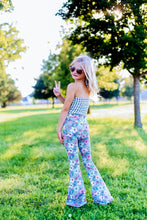 Load image into Gallery viewer, Fuschia Gray Floral Halter and Bell Bottom Set