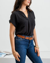 Load image into Gallery viewer, Front Pocket V-Neck Top in Black