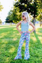 Load image into Gallery viewer, Fuschia Gray Floral Halter and Bell Bottom Set