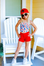 Load image into Gallery viewer, Red, White Blue Girls Halter and Short Set