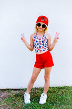 Load image into Gallery viewer, Red, White Blue Girls Halter and Short Set