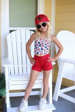 Load image into Gallery viewer, Red, White Blue Girls Halter and Short Set