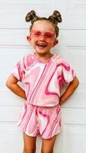 Load image into Gallery viewer, Barbie Pink Swirl Girls Crop Tee and Short Set