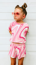 Load image into Gallery viewer, Barbie Pink Swirl Girls Crop Tee and Short Set