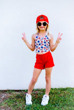 Load image into Gallery viewer, Red, White Blue Girls Halter and Short Set
