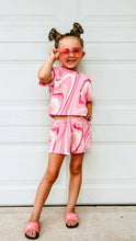 Load image into Gallery viewer, Barbie Pink Swirl Girls Crop Tee and Short Set