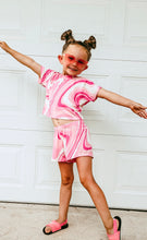 Load image into Gallery viewer, Barbie Pink Swirl Girls Crop Tee and Short Set