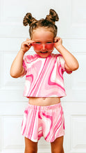 Load image into Gallery viewer, Barbie Pink Swirl Girls Crop Tee and Short Set