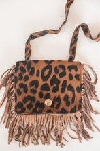 Load image into Gallery viewer, Boho Mini Fringe Shoulder Bag in Brown Leopard