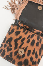 Load image into Gallery viewer, Boho Mini Fringe Shoulder Bag in Brown Leopard