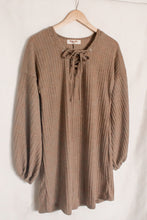 Load image into Gallery viewer, Lace Up Sweater Knit Dress in Mocha