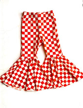 Load image into Gallery viewer, Orange Checkered Print Bell Bottom Pants