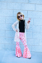 Load image into Gallery viewer, Pink Bell Bottoms with Red Hearts Print