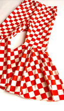 Load image into Gallery viewer, Orange Checkered Print Bell Bottom Pants