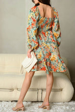 Load image into Gallery viewer, French Cafe Babydoll in Aqua Orange Floral