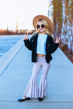 Load image into Gallery viewer, Taupe Mini Floral Print Bell Bottom Pants