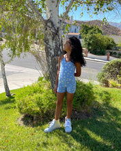 Load image into Gallery viewer, Kae Halter and Biker Short Set in Blue Daisy