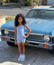 Load image into Gallery viewer, Kae Halter and Biker Short Set in Blue Daisy