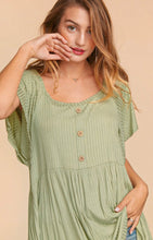 Load image into Gallery viewer, My Way Rib Knit Flutter Sleeve Babydoll Tunic