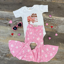Load image into Gallery viewer, Pink and White Floral Bell Bottoms