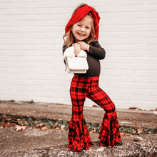 Load image into Gallery viewer, Holiday Bell Bottoms in Red Plaid print