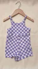 Load image into Gallery viewer, Olivia Checkered Romper in Purple
