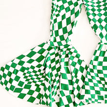 Load image into Gallery viewer, Green Checkered Print Bell Bottom Pants