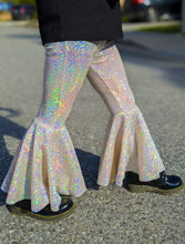 Load image into Gallery viewer, Silver Sparkle Bell Bottom Flare Pants